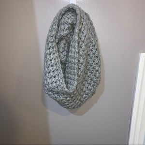 Grey knitted infinity scarf